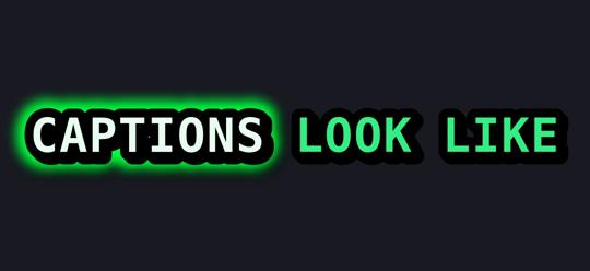 Hacker green caption style
